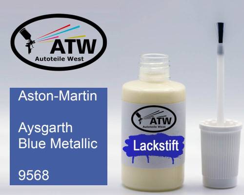 Aston-Martin, Aysgarth Blue Metallic, 9568: 20ml Lackstift, von ATW Autoteile West.